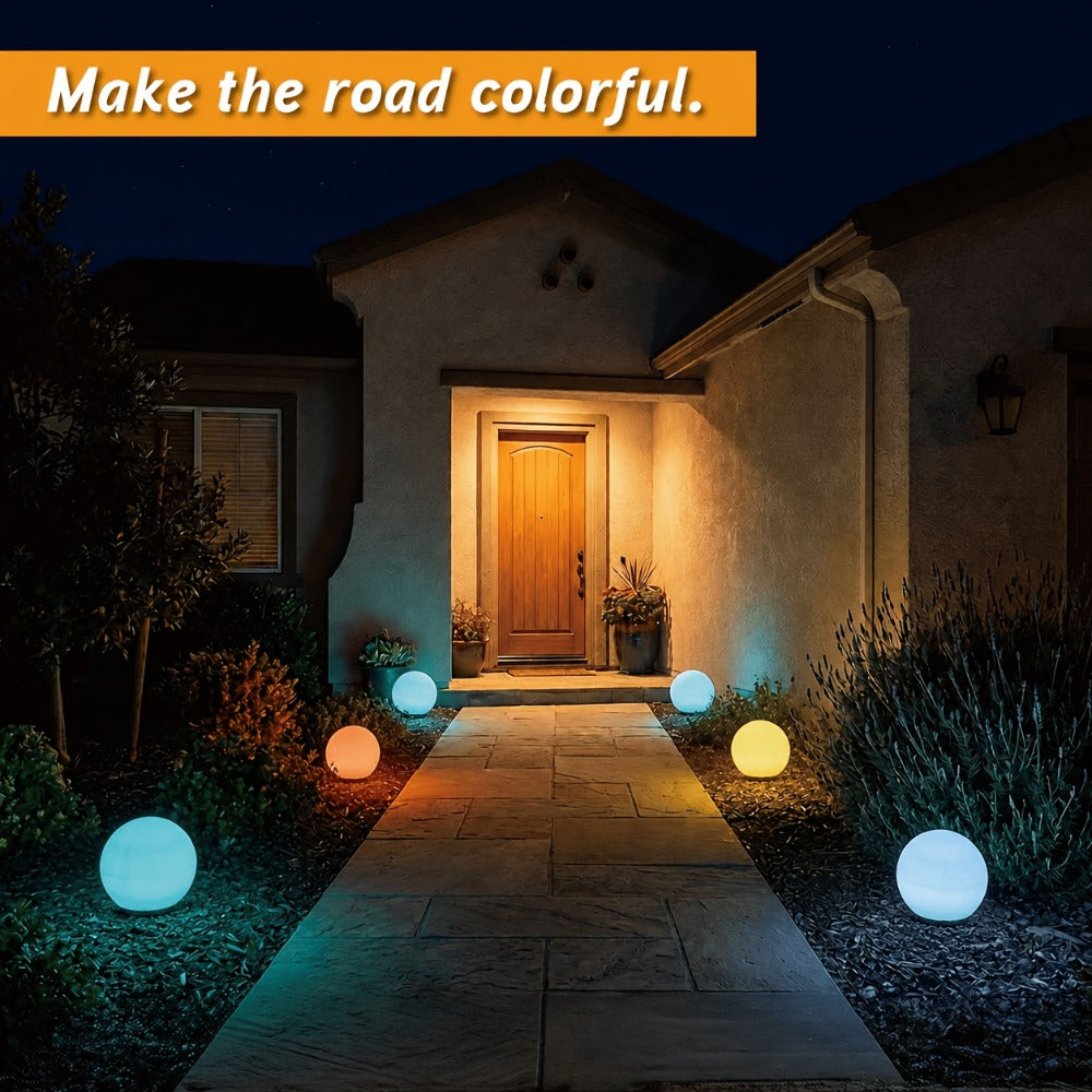 Solar Globe Lights Outdoor 8 Inch RGB Color Changing 16 Colors Remote Control Waterproof Garden Ball Light for Patio Yard Lawn Pool Pathway Party Decor