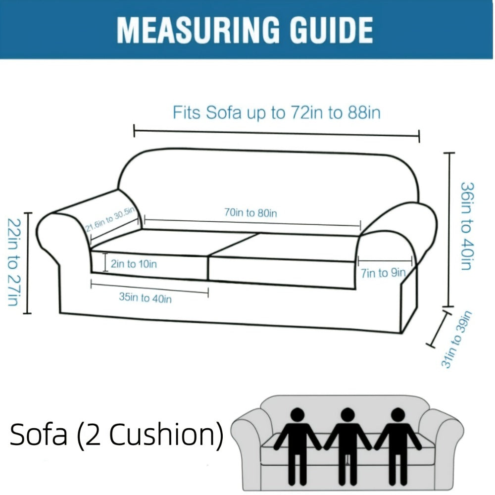 Stretch Sofa Cover Elastic Slipcover Grid Pattern Jacquard Anti-Slip Full Coverage Sofa Protector Machine Washable for 1 2 3 Seater XL Sofa Living Room Bedroom