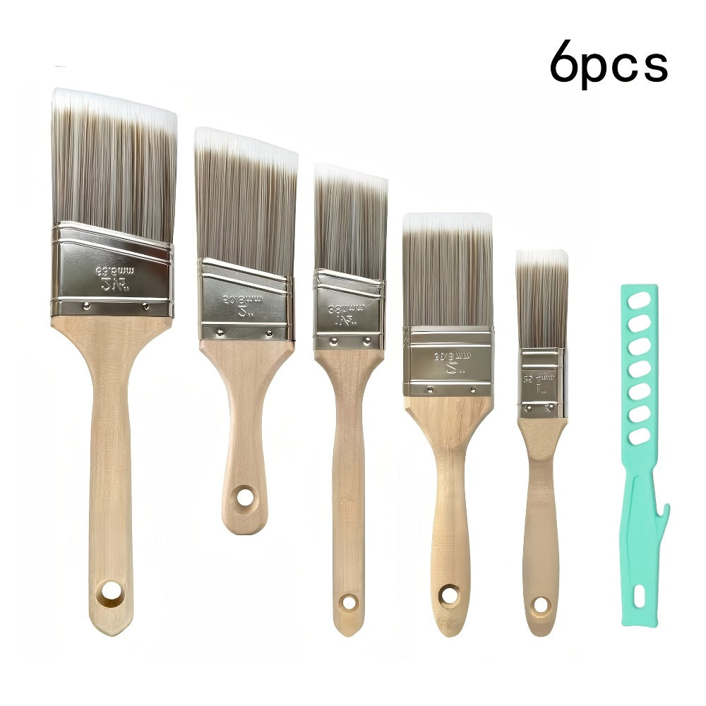 Paint Brushes Set 5 Piece Pro Grade Flat and Angle Brush Kit for Latex Oil Paint Stain Varnish Interior Exterior Wall Trim Furniture Home Improvement DIY
