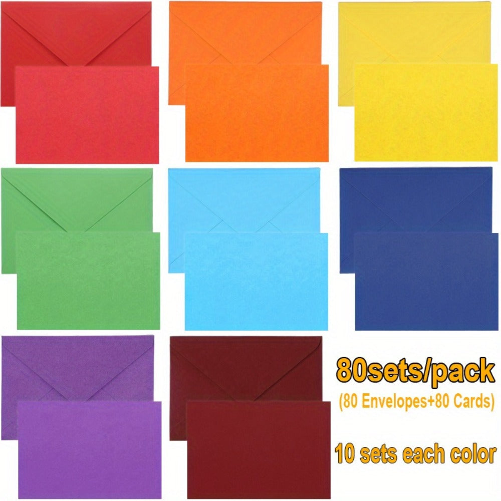 Blank Cards with Envelopes 4x6 Inch | 40 or 80 Sets Colorful Rainbow DIY Greeting Cards | Single Panel Holiday Christmas Birthday Note Cards Bulk Set | A Colors & B Colors for Crafts, Invitations, Thank You