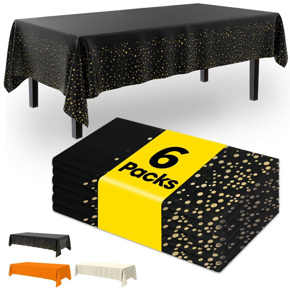 Disposable Tablecloths 54x108 Inch Rectangle Plastic Table Cover PEVA Waterproof Party Table Cloth 6 Pack for Birthday Picnic Holiday