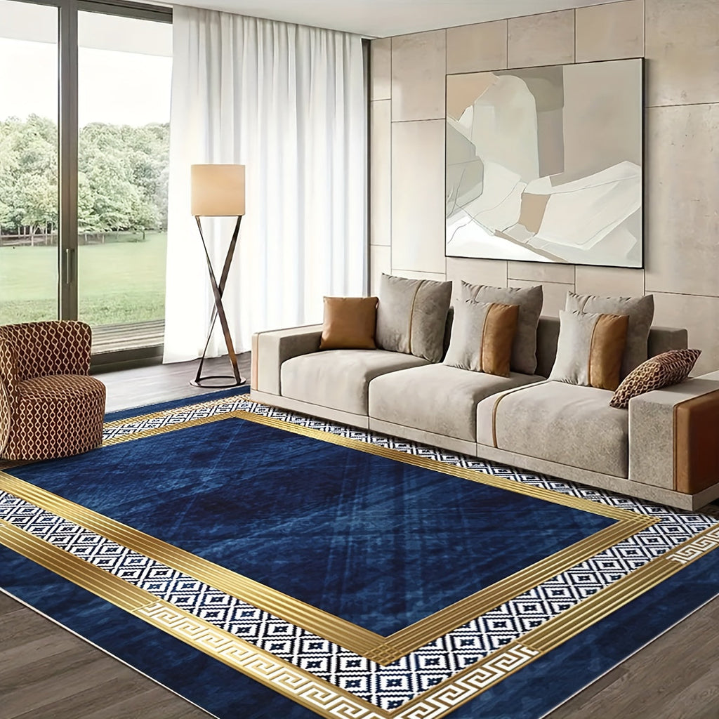 Area Rug Luxury Imitation Cashmere Machine Washable Non-Slip Plaid Checkered for Living Room Bedroom Dining Room Home Office Outdoor Camping