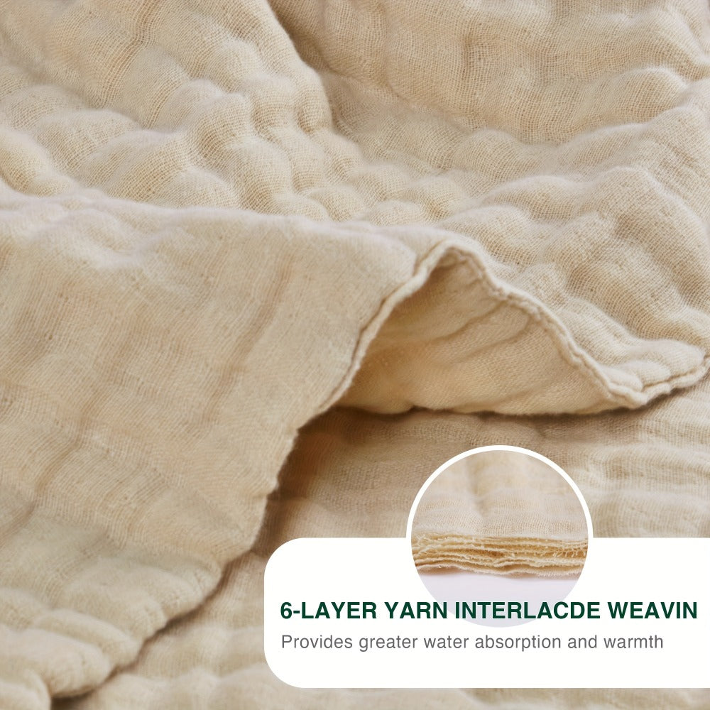 6-Layer Gauze Blanket 100% Muslin ¨C Lightweight Breathable Cotton Throw for Couch & Bed, All Season Adult Blanket, 4 Colors