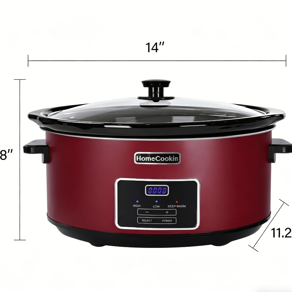 Digital Slow Cooker 6 & 7 Quart Programmable with Non-stick Ceramic Bowl, Countdown Timer & Keep Warm ¨C Oval Glass Lid Crock Pot for Family Meals Soups Stews Holiday Cooking