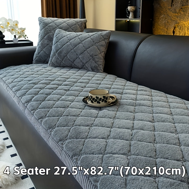 Sofa Cover Faux Rabbit Fur Plush Couch Slipcover - Thick Soft Non-Slip Pet Friendly Machine Washable Sofa Cushion Cover for Living Room Bedroom Office
