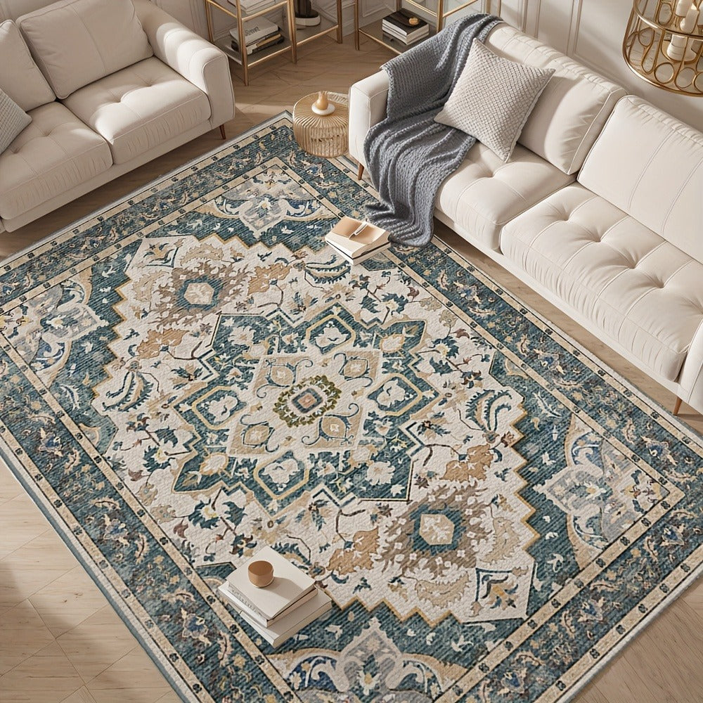 Vintage Persian Area Rug Machine Washable Non-Slip Non-Shedding Floral Indoor Carpet for Living Room Bedroom in Multiple Colors and Sizes