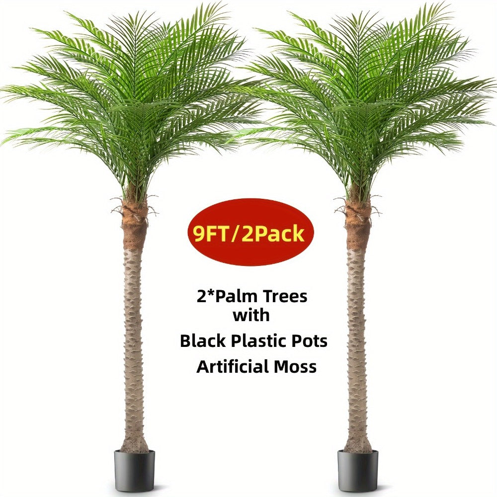 Large Artificial Palm Tree 7ft 8ft 9ft, UV Resistant Faux Tropical Palm Tree with Realistic Leaves for Outdoor Patio Garden Yard, Indoor Living Room Hotel Pool Sunroom Christmas Decor