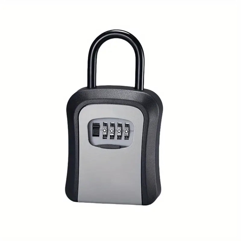 Wall-Mounted Key Lock Box with Resettable Password - Waterproof Outdoor Key Safe Box, Security Lock Box for Home Garage Garden Office Store, Heavy Duty Metal Construction, Black