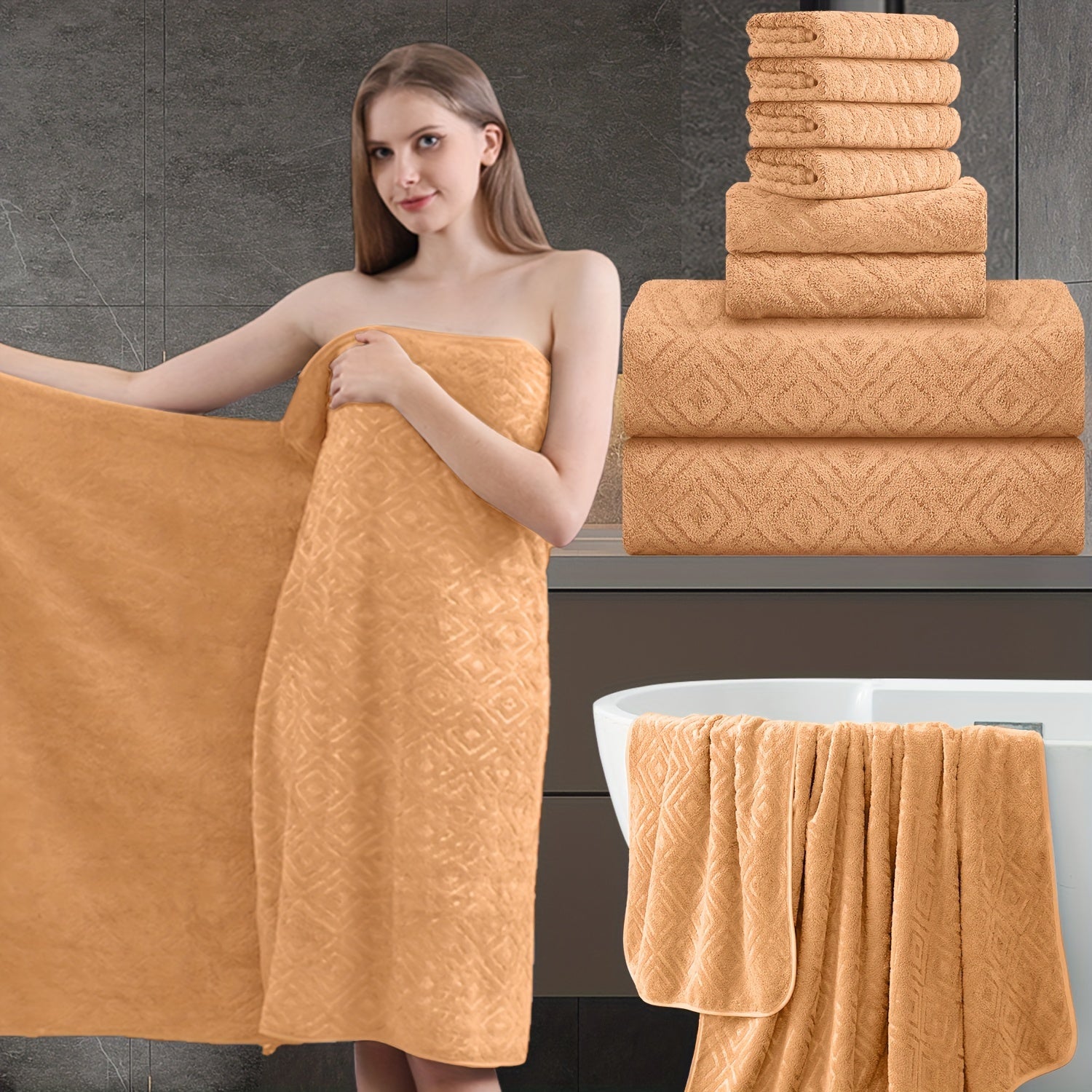 700GSM Bath Towel Set 8 Piece Extra Large Ultra Soft Thick - Highly Absorbent Quick Dry | 2 Oversized Bath Towels 2 Hand Towels 4 Washcloths | 16 Colors | Bathroom Hotel Gym Spa Adult Gift Set