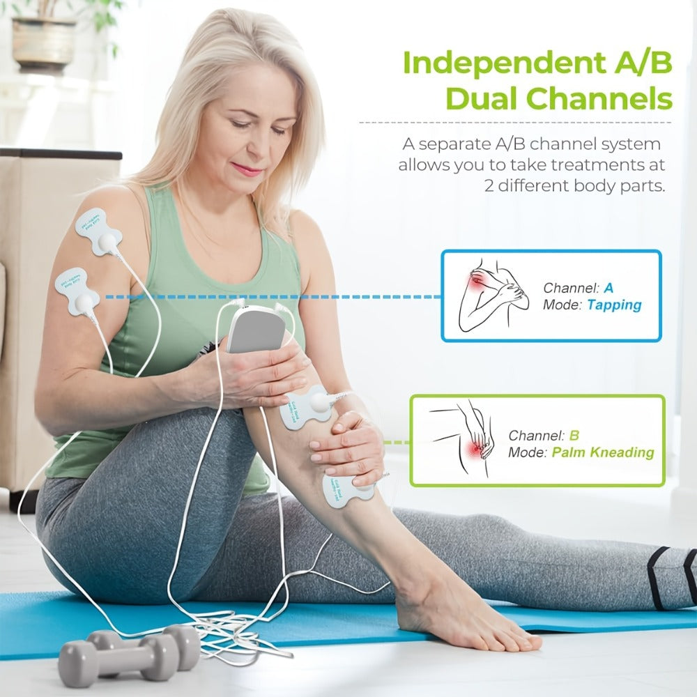 TENS EMS Dual Channel Muscle Stimulator Massager ¨C 8 Electrodes for Back, Shoulder & Knee Pain Relief, Muscle Recovery, Portable Electric Pulse Therapy Device