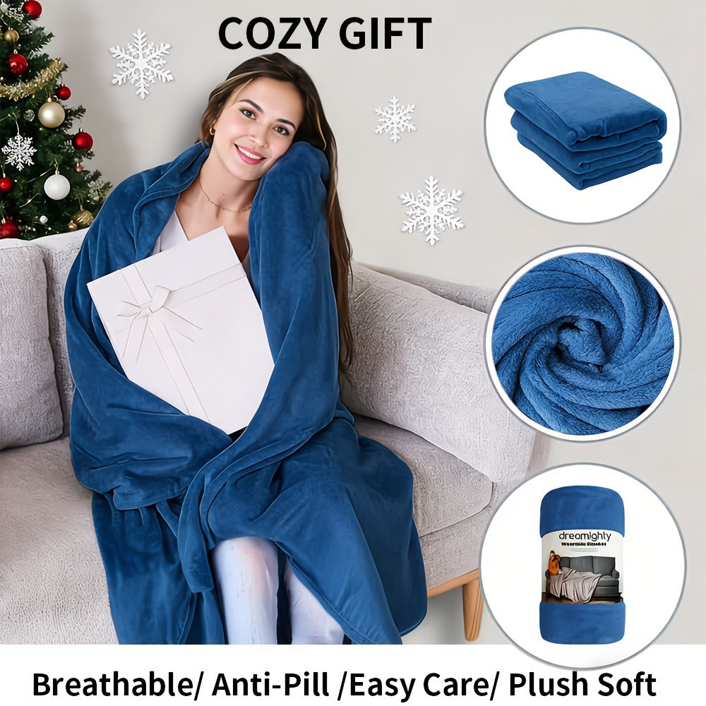 Wearable Blanket Shawl with Inner Pocket - Soft Flannel One-Piece Wrap for Adults Women Men, Cozy Sofa Travel Blanket Machine Washable, Grey Dark Blue Black