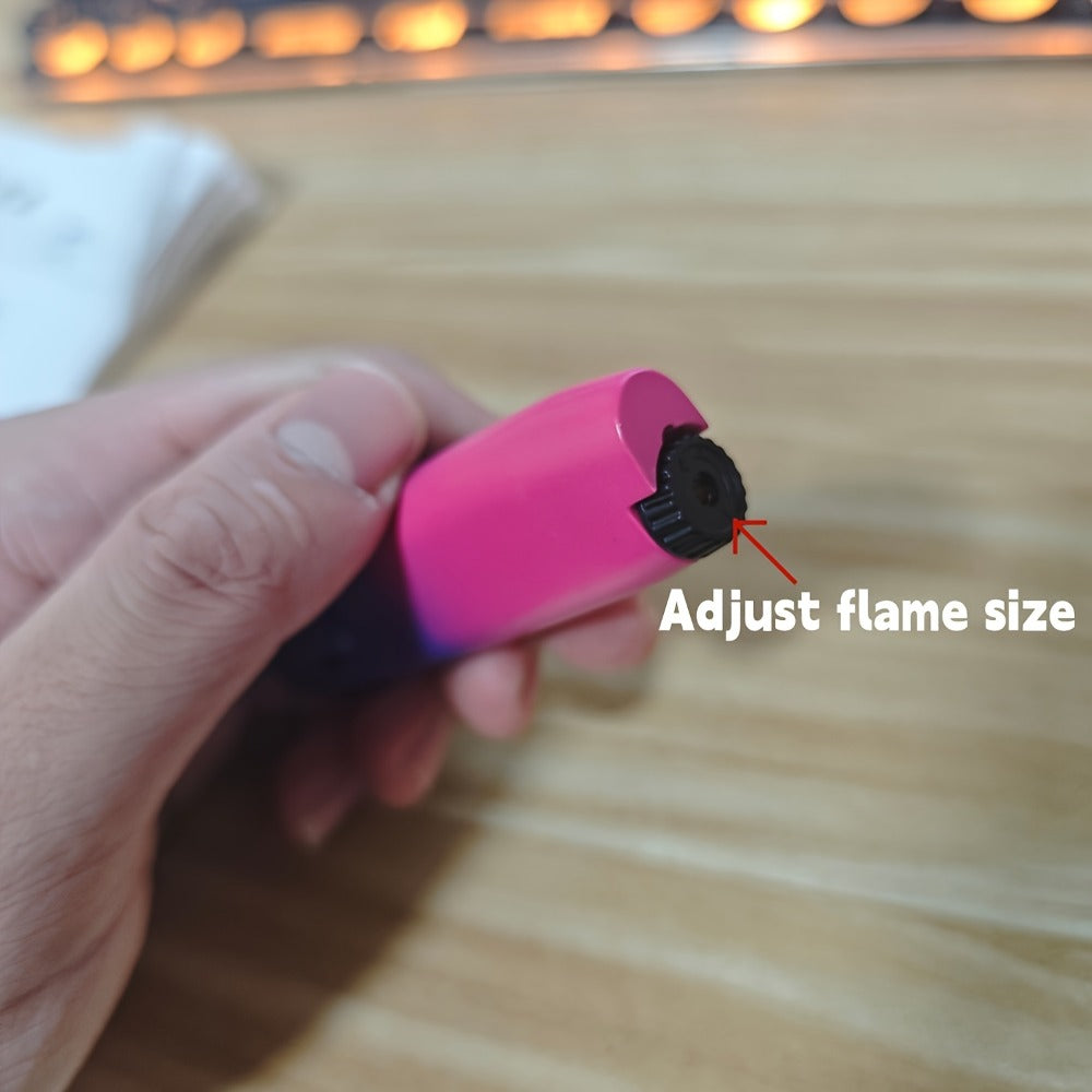 Cute Jet Torch Lighter for Women ¨C Compact Windproof Adjustable Flame Lighter, Portable Refillable Butane Torch for Camping, BBQ, Kitchen & Candles, Stylish Gift for Women (No Butane Included)