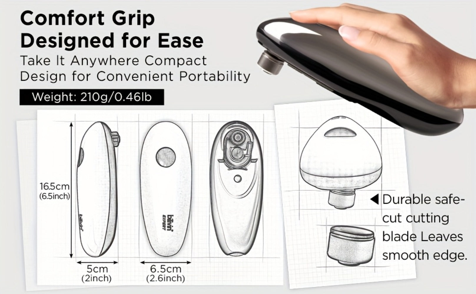 Electric Can Opener One Touch ¨C Automatic 360¡ã Rotation for All Can Sizes, Smooth Safe Edge, Battery Operated, Ideal for Seniors & Arthritic Hands, Kitchen Gadget