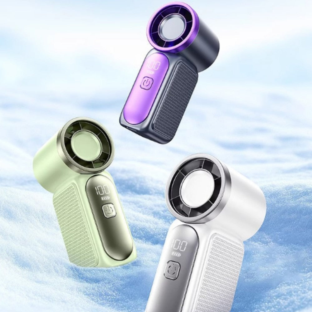 Turbine Fan Mini Handheld High Speed 100-Speed Wind Cannon USB Rechargeable Portable Outdoor Cooling Fan Compact Personal Fan for Travel Camping Sports