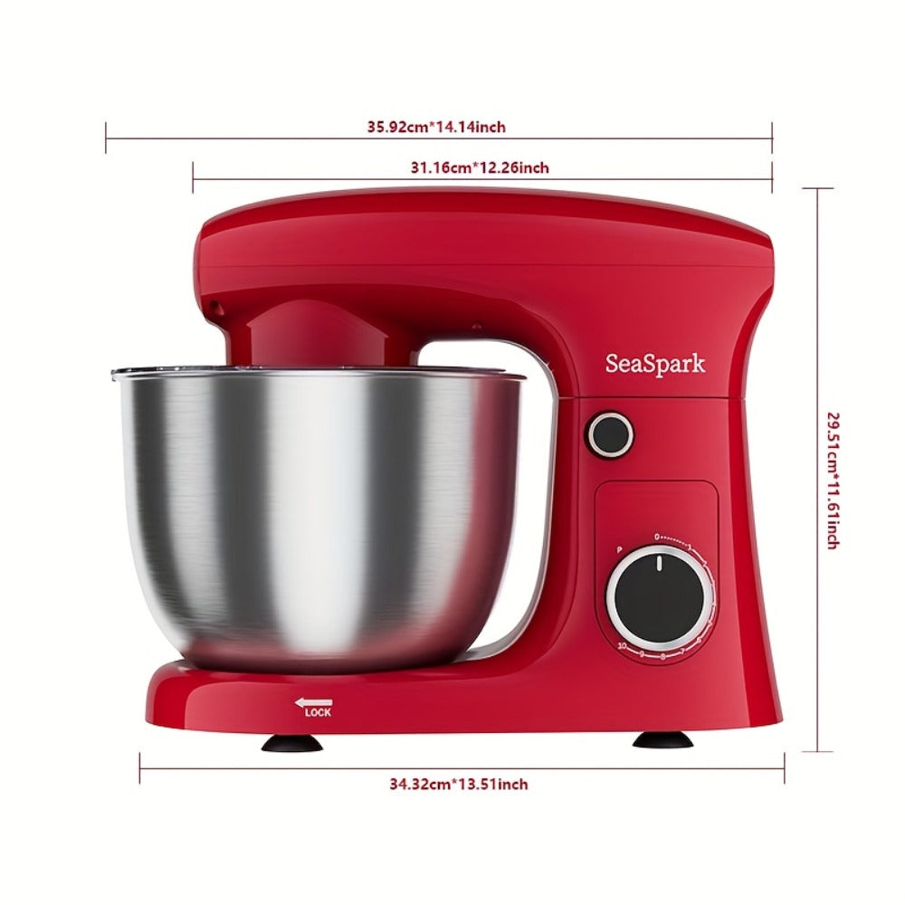 3-in-1 Stand Mixer 10-Speed Tilt-Head with Pulse - 5.5QT Stainless Steel Bowl Kitchen Mixer with Dough Hook, Flat Beater & Egg Whisk, Spatula Included, 5L Capacity, Red, Black, Silver