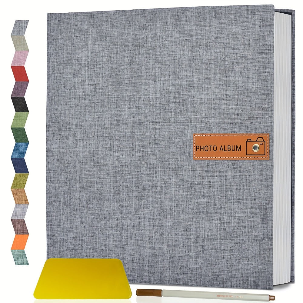 Self Adhesive Photo Album Scrapbook ¨C Large Linen Cover Memory Book for 4x6 5x7 8x10 Photos, DIY Picture Book with Metal Pen, Gift for Mom, Baby, Wedding, Valentine's Day & Mother's Day, 40 & 60 Pages