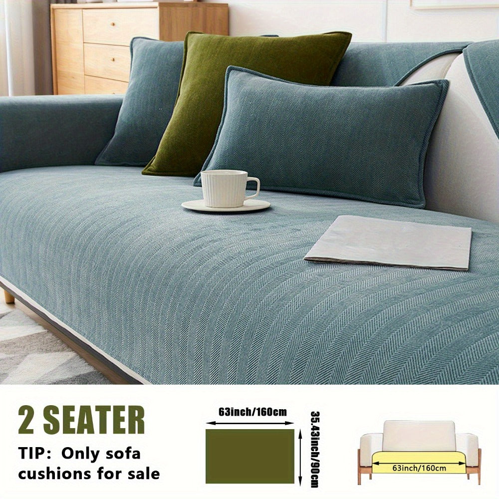 Chenille Ribbed Sofa Cover - Pet Friendly Non-Slip Machine Washable Soft Stretch Slipcover for 1-4 Seater Sectional Sofa Living Room Bedroom Office, 9 Colors