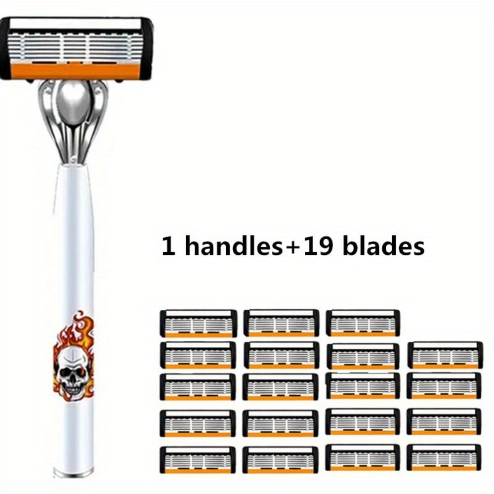 Men's Safety Razor with Replacement Blades - Anti-Slip Stainless Steel Handle Shaver for Beard & Sideburns, Classic Style Wet Shaving Razor, Multiple Blade Bundle Options