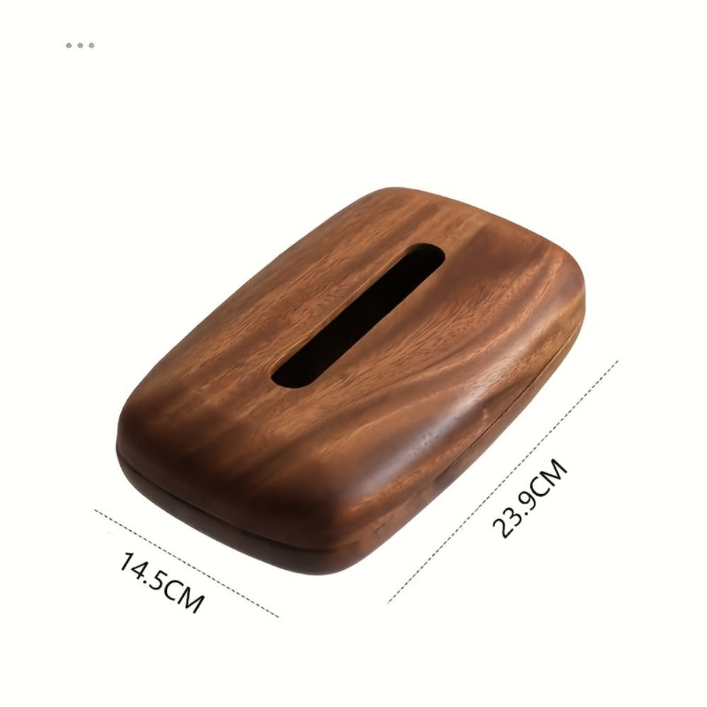 Walnut Tissue Box Cover Holder - Modern Minimalist Rectangular Decorative Napkin Dispenser with Premium Walnut Veneer Top, Polished Finish for Desk, Bathroom, Office, Nightstand