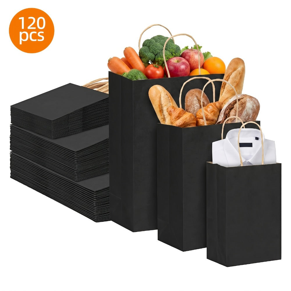 Kraft Paper Bags with Handles Bulk ¨C 75/90/120/210 Pcs Gift Bags 3 Sizes 110g Shopping Bags for Wedding Party Retail Favor Wrapping Easy Storage