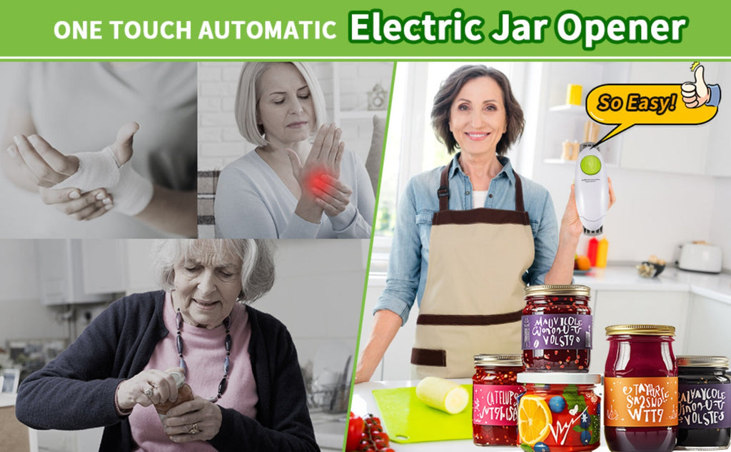 Electric Jar Opener One Touch Automatic ¨C High Torque Battery Operated Jar Lid Opener for Seniors, Arthritis, Weak Hands, Women & Chefs | Hands-Free Kitchen Gadget Gift