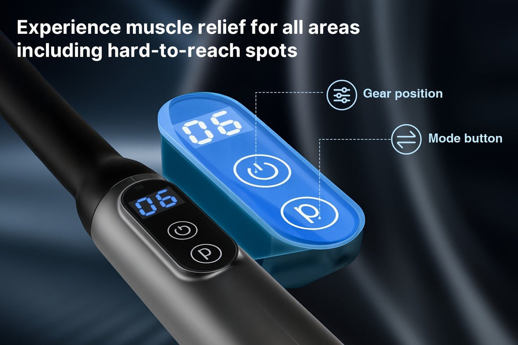 Massage Gun Deep Tissue Percussion Massager for Athletes - 6 Speed Levels, 3 Modes, 4 Interchangeable Heads, Ultra-Quiet 40dB Motor, Handheld Muscle Relaxer for Neck Back Shoulder & Leg Pain Relief