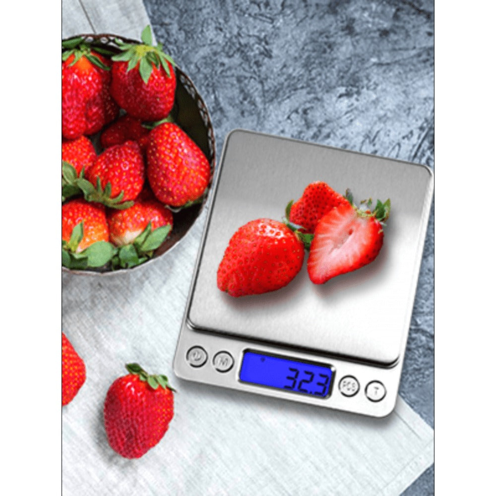 Digital Kitchen Scale Pocket Food Scale 3000g x 0.1g Accuracy, 6 Unit Modes LCD Display Tare Function, Mini Gram Scale for Food Cooking Baking Nutrition Coffee Jewelry, 2 Trays & Batteries Included