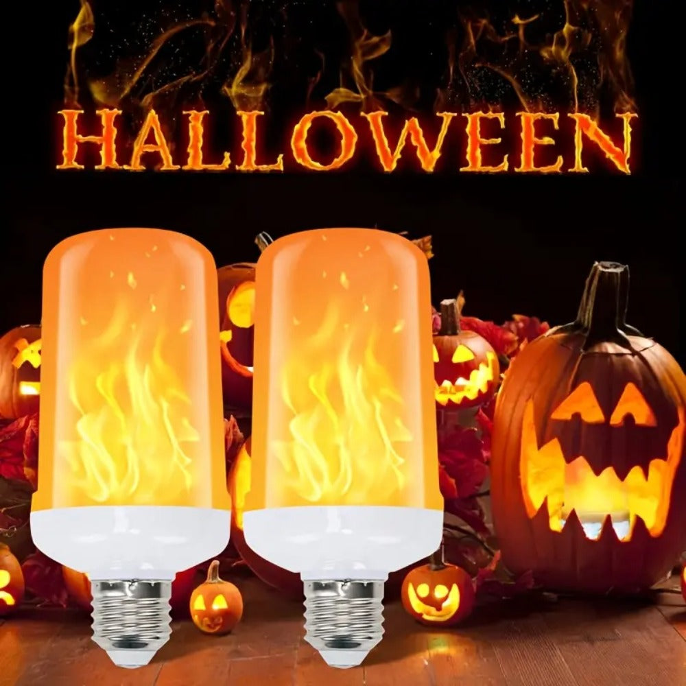 Flame Effect Light Bulb E26 Gravity Flicker 51 LEDs 3W with 4 Modes ¨C Fire Effect Flickering Bulb for Christmas Halloween Indoor Fireplace Decor Atmosphere Lighting, Yellow, 2-Pack