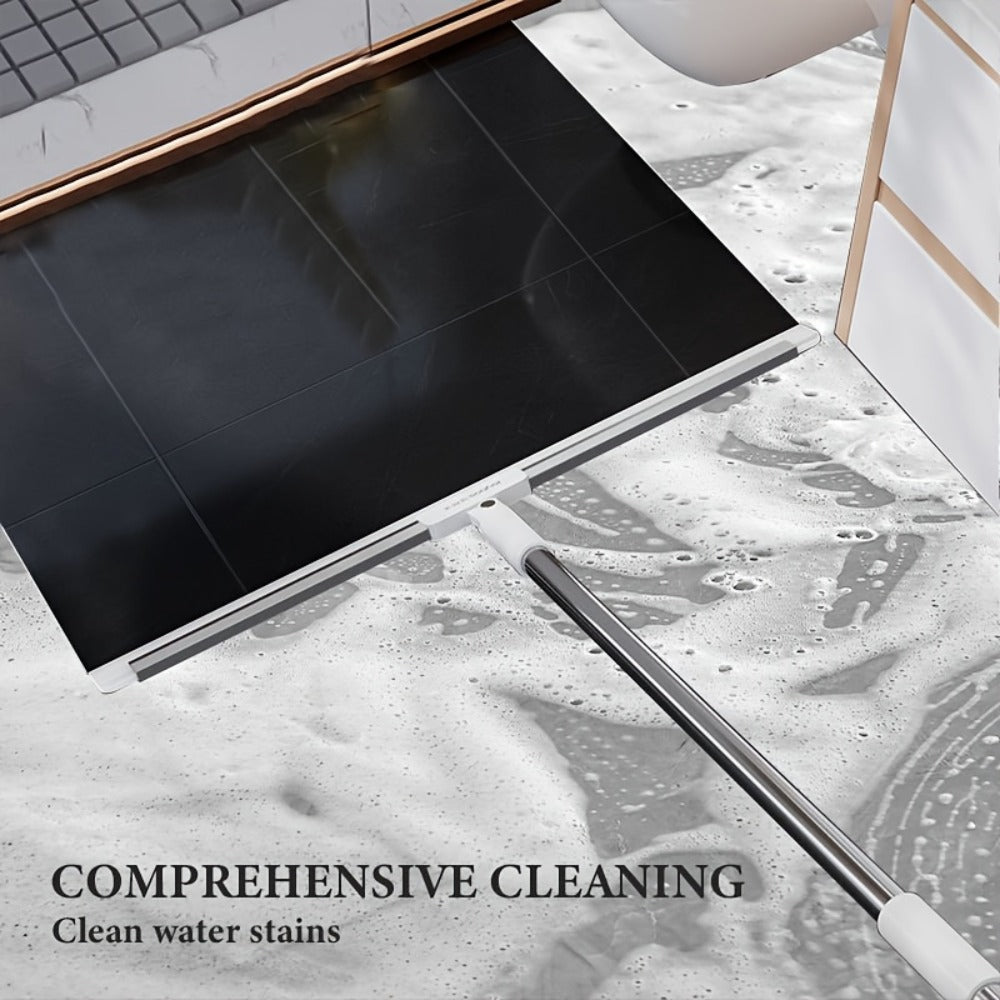 Silicone Squeegee Broom with Detachable Rotatable Head Long Stainless Steel Handle Floor to Ceiling Cleaning for Glass Tile Hardwood Carpet Shower Window