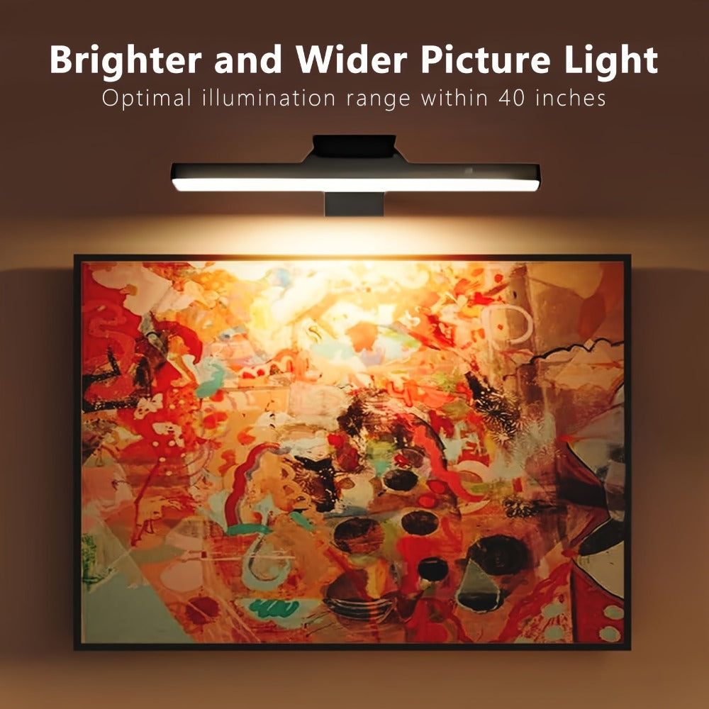 Picture Lights for Wall Battery Operated Rechargeable | Cordless LED Wall Sconce with Remote & 3 Color Temperatures ¨C Art Light for Painting, Frame, Gallery & Dartboard, Black