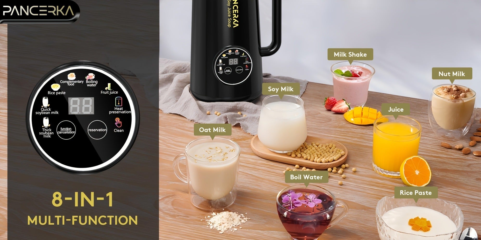 Soy Milk Maker Automatic Nut Milk Machine 27oz - One-Touch Operation, Multi-Functional for Almond, Oat, Soy, Coconut & Plant-Based Dairy-Free Beverages, Easy to Clean, High Capacity, Black
