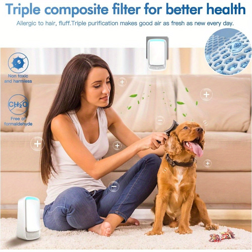 Plug-In Air Purifier Ionic ¨C Filterless & Silent Odor Neutralizer for Home, Pets, Office & Gym, Compact 24/7 Fresh Air, Zero Maintenance, Space-Saving Design, Ideal Gift (2 or 6 Pack)