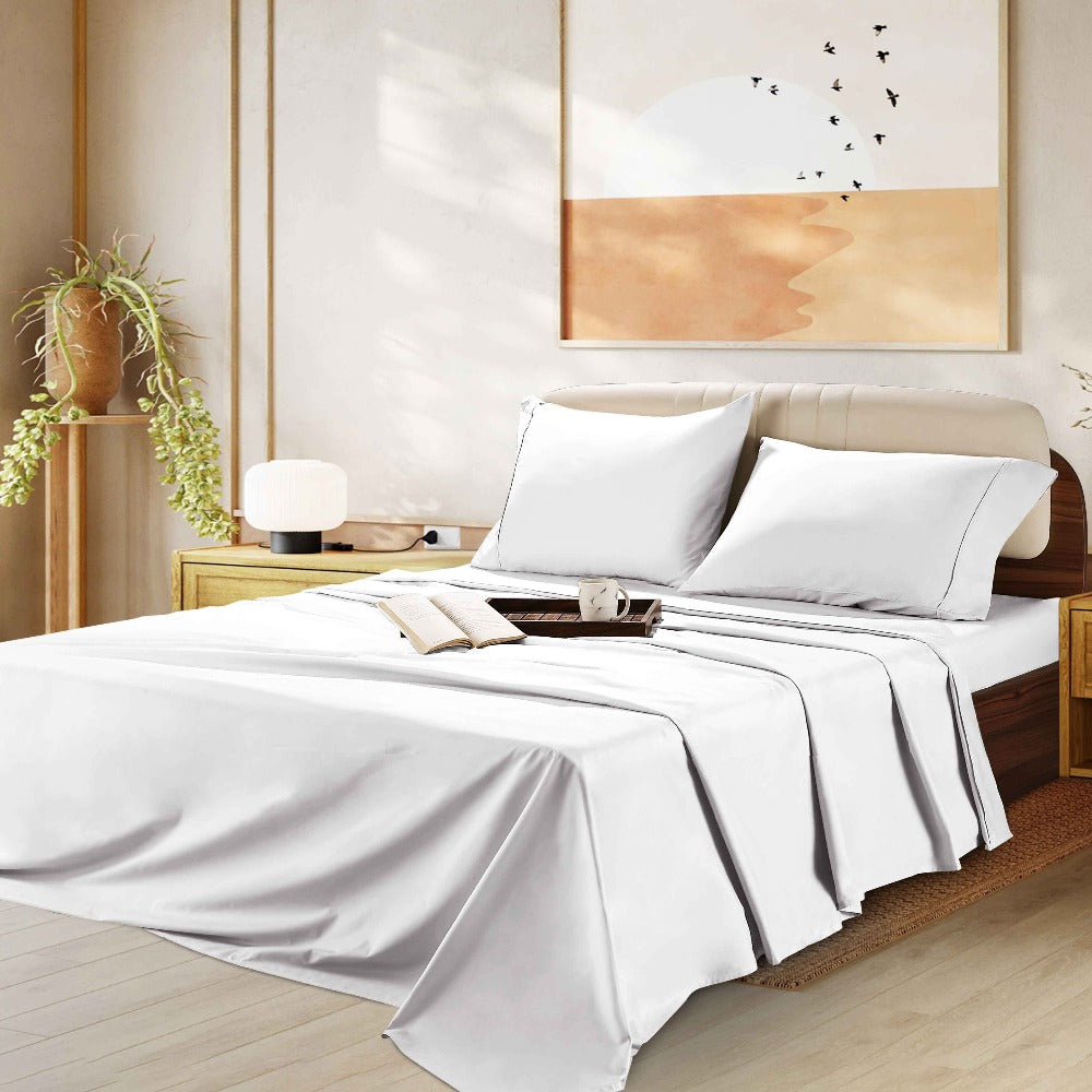 Egyptian Cotton Sheet Set 1000 Thread Count - Deep Pocket Fitted Sheet, Sateen Weave, Breathable Soft Bedding Set for King Queen Full Twin