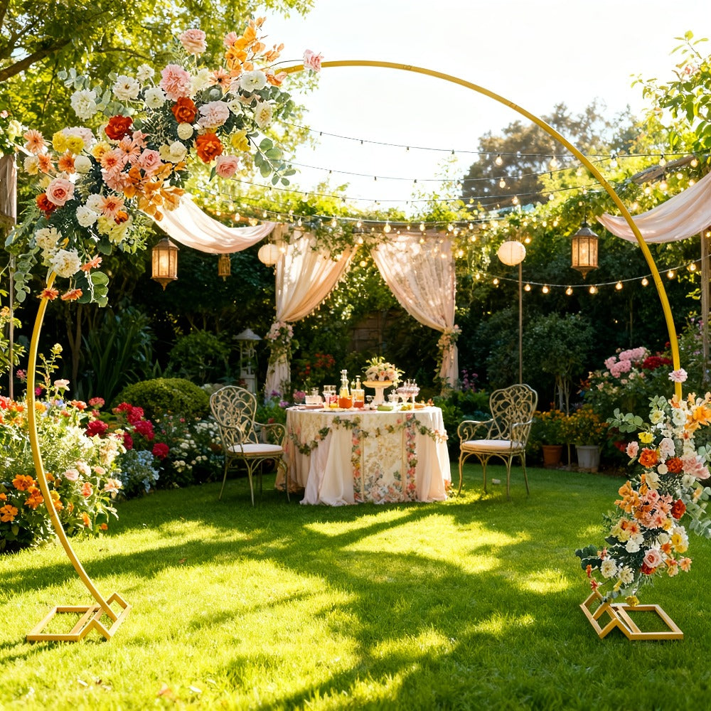 Metal Round Wedding Arch Backdrop Stand - Circular Balloon Arch Kit for Wedding, Birthday Party, Graduation & Ceremony Decoration (1-2 Pcs, No Balloons)