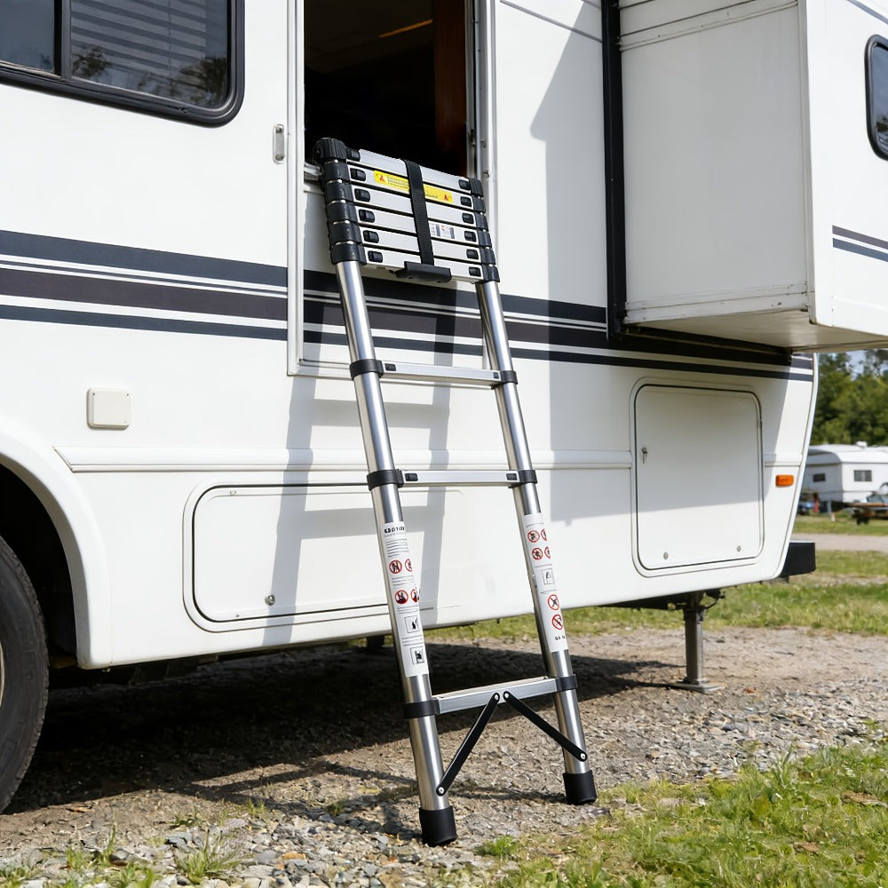 Telescoping Extension Ladder Aluminum Heavy Duty 330 LBS ¨C 6.5 / 8.5 / 10.5 / 12.5 FT Folding Telescopic Ladder, Easy Store, Multi-Purpose for Roof Repair, Painting, Gutter Cleaning & Outdoor Work