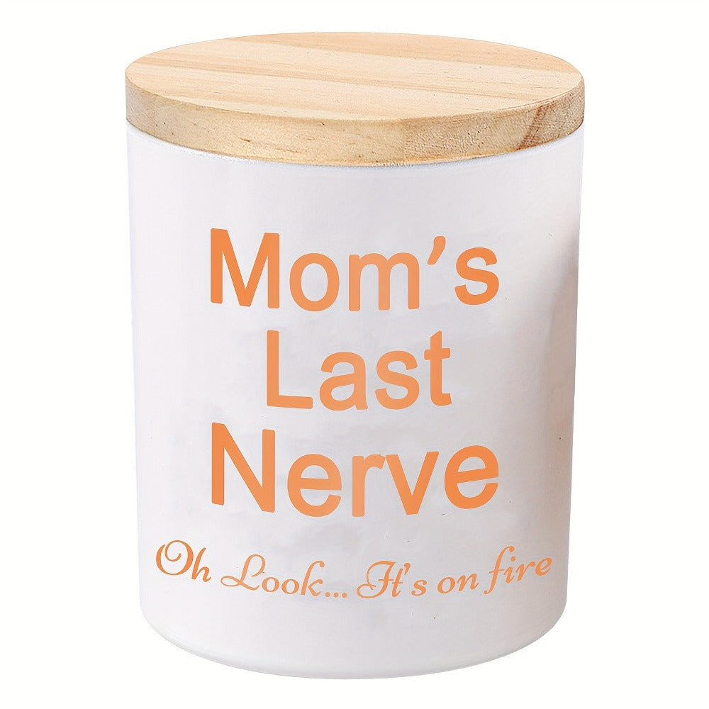 Lavender Scented Soy Candle Gift for Mom Engraved Crystal Glass Candle Funny Mom's Last Nerve Candle Mothers Day Birthday Christmas Gift from Daughter Son 12+ Hour Burn Soy Beeswax Blend
