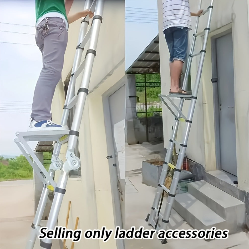Ladder Platform Scaffold Board 400 lb Heavy Duty Non-Slip Work Tray Retractable Workstation Tool Tray Attachment for Extension Ladders Easy Install Silver