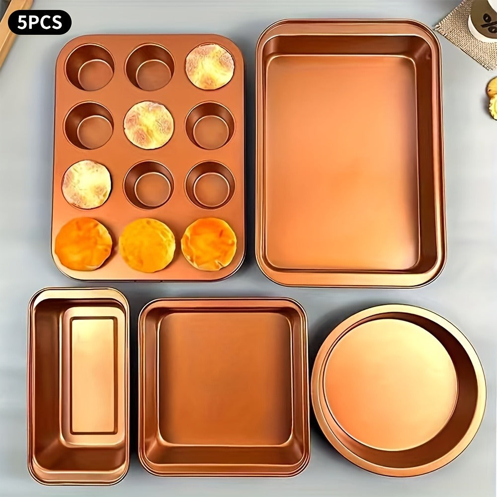 Nonstick Bakeware Set 5 6 or 10pcs with Cooling Rack Round Cake Pan Square Cake Pan Bread Pan Muffin Pan Roasting Pan Dishwasher Safe Oven Safe Easy to Clean