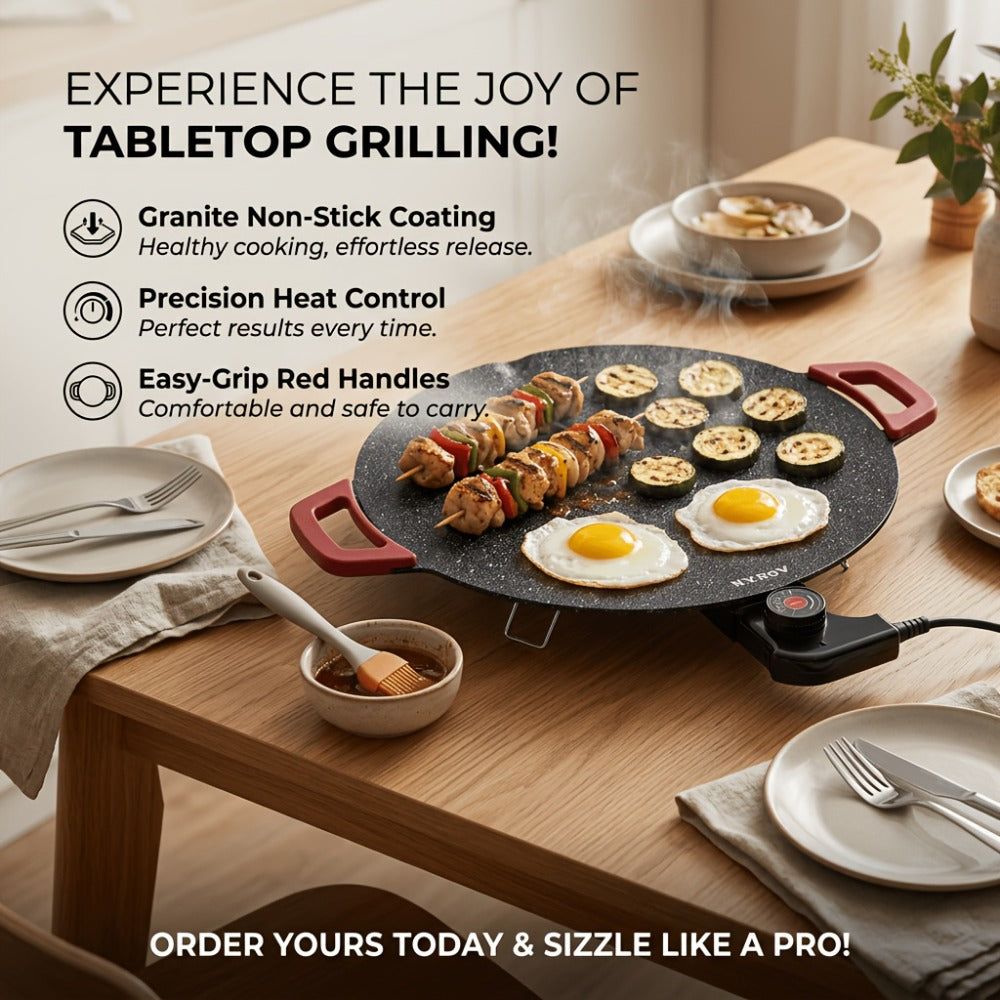 Electric Griddle Non-Stick with Adjustable Temperature ¨C 14.17¡± & 15.75¡± Sizes, Fast Heating for Pancakes, Crepes, Pizza & BBQ, Easy Clean Portable Cooking Pan for Breakfast & Family Meals