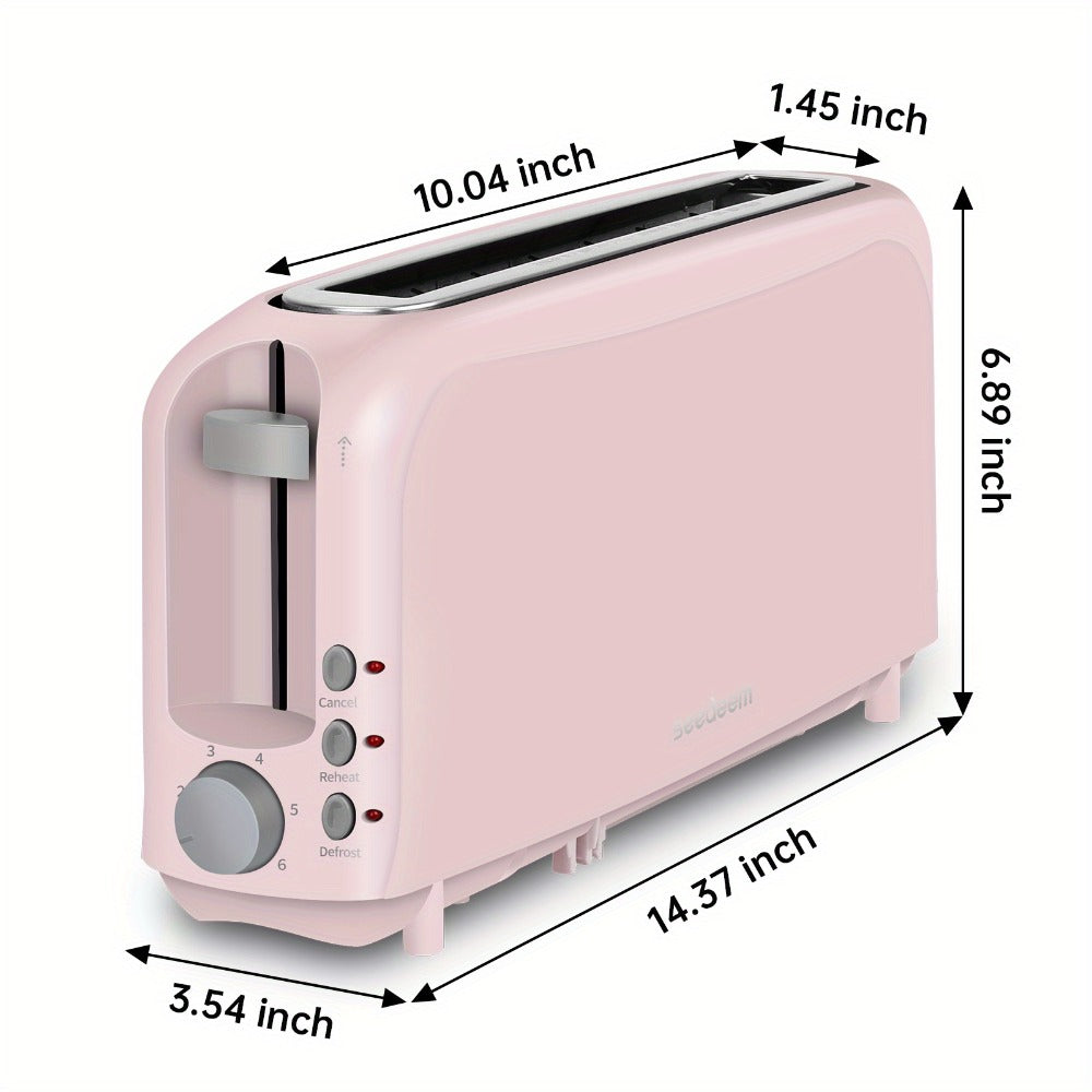 Slim Toaster 2-Slice ¨C SEEDEEM 6-Setting Shade Control, Cancel, Reheat & Defrost, Removable Crumb Tray, 750W Compact Fits-Anywhere Design for Bread, Waffles & Bagels, 6 Colors Available