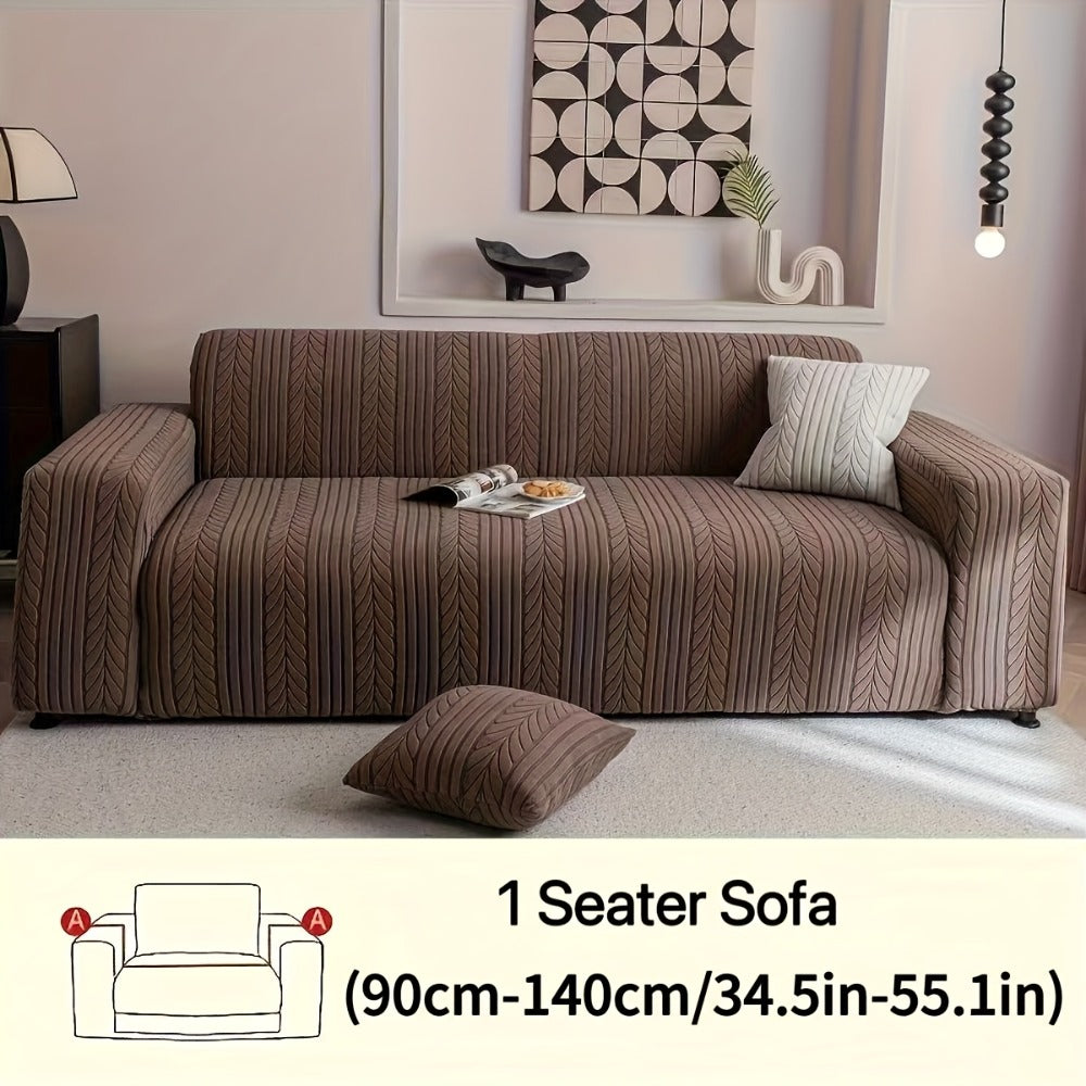Sofa Cover Stretchy Washable Slipcover for 1 2 3 4 Seater Couch, Zigzag Textured Fabric, Scratch Slip Resistant Furniture Protector, Cream White Light Grey Dark Gray Coffee Brown