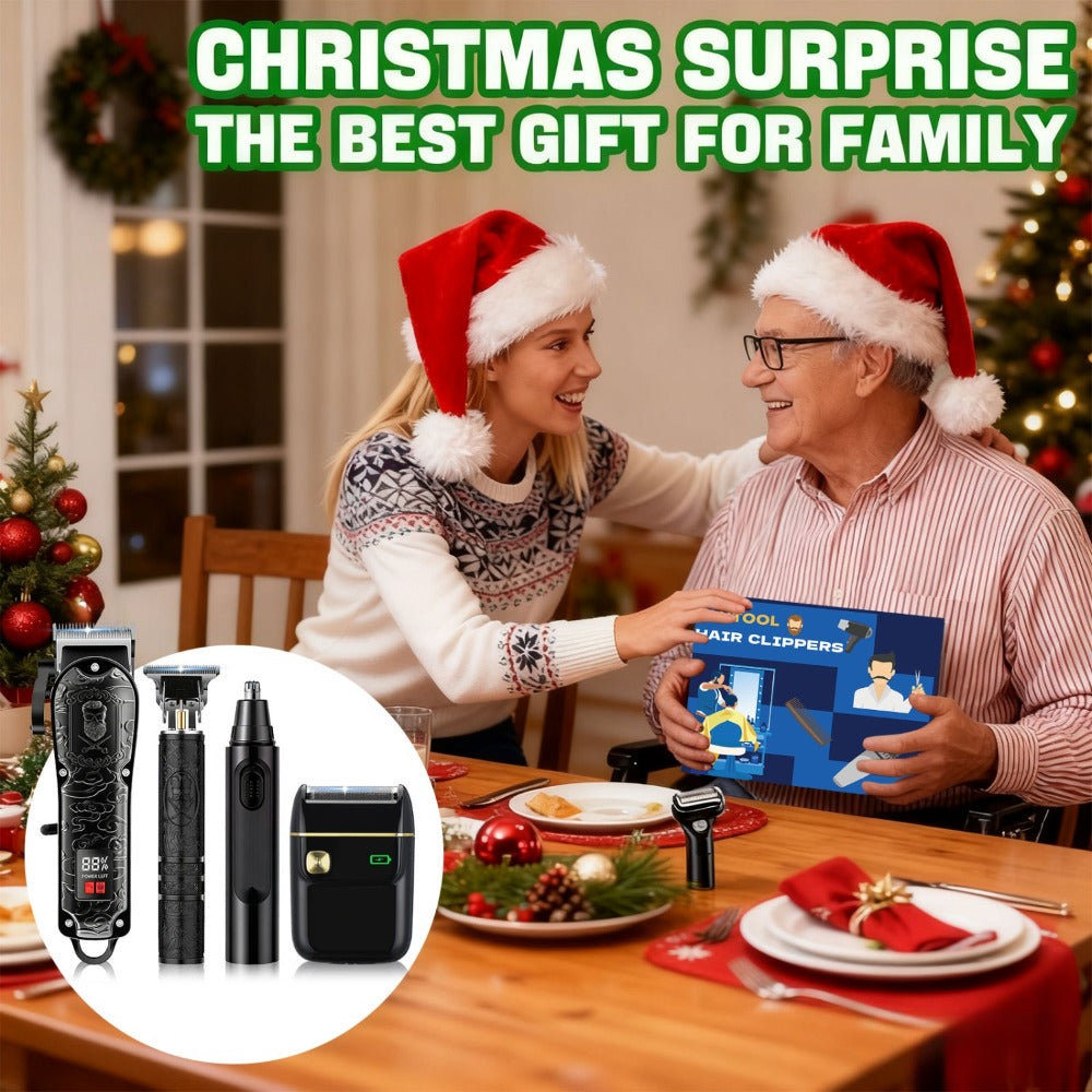 Men's Grooming Set USB Rechargeable Hair Clipper Electric Shaver Nose Ear Hair Trimmer with LCD Battery Display 2-Piece and 4-Piece Options Gift for Husband Boyfriend