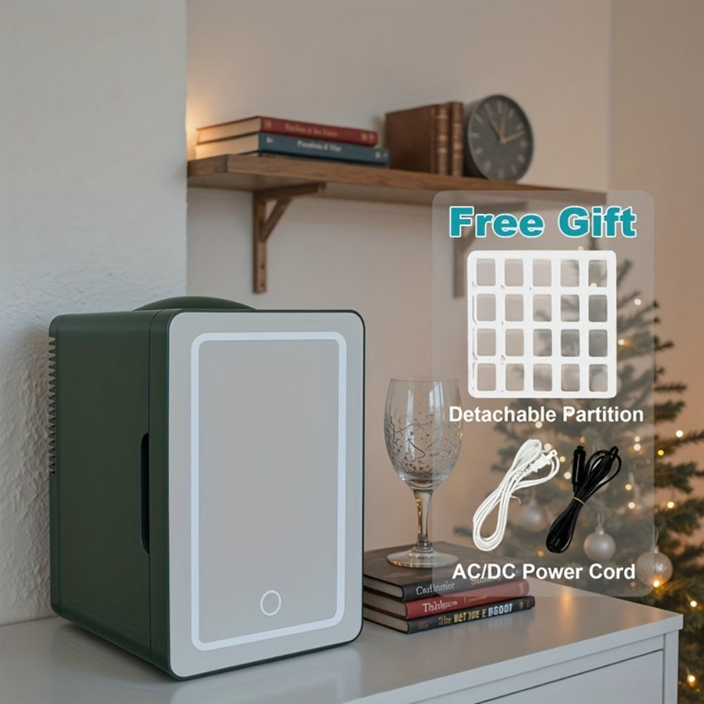 Mini Fridge 1.59 Gal 9-Can - AC/DC Portable Cooler & Heater, Silent Thermoelectric Refrigerator for Skincare, Drinks & Cosmetics, Bedroom, Office, Dorm, Desk, Car & Travel