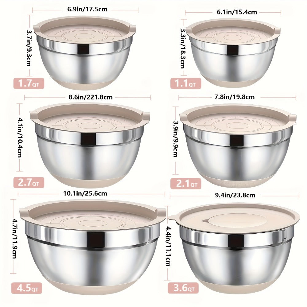 Stainless Steel Mixing Bowls Set for Cooking Baking Food Prep Fruits Noodles Kitchen Bowls Home Essentials 3 Colors