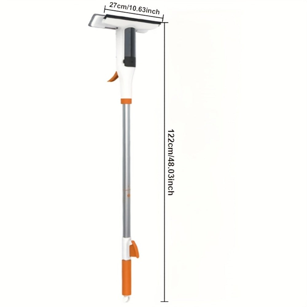 3-in-1 Glass Cleaning Kit with Durable Metal Pole & Scraper, Window Cleaner Tool for High Windows Shower Doors Car Windshields, Home Glass Cleaning Squeegee Set