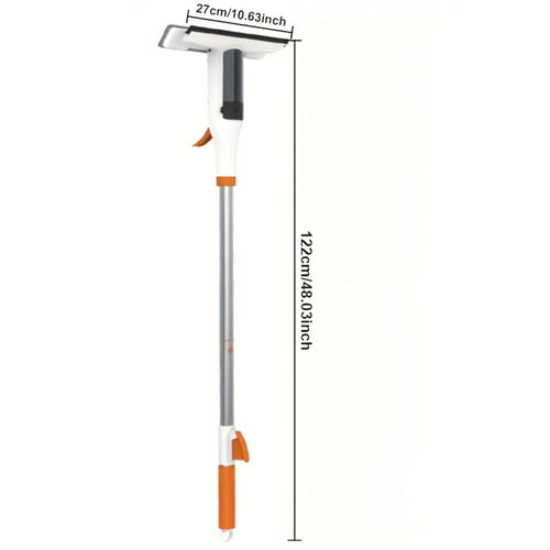 3-in-1 Glass Cleaning Kit with Durable Metal Pole & Scraper, Window Cleaner Tool for High Windows Shower Doors Car Windshields, Home Glass Cleaning Squeegee Set