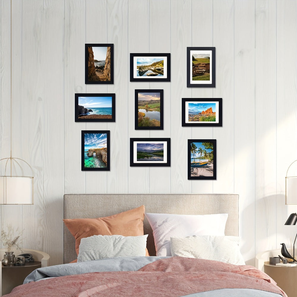 Picture Frames Set of 12/24 Black Multi Photo Frames Collage for Wall and Tabletop Display, 4x6 5x7 8x10 Inch Photo Board for Home School Office Halloween Christmas Decor