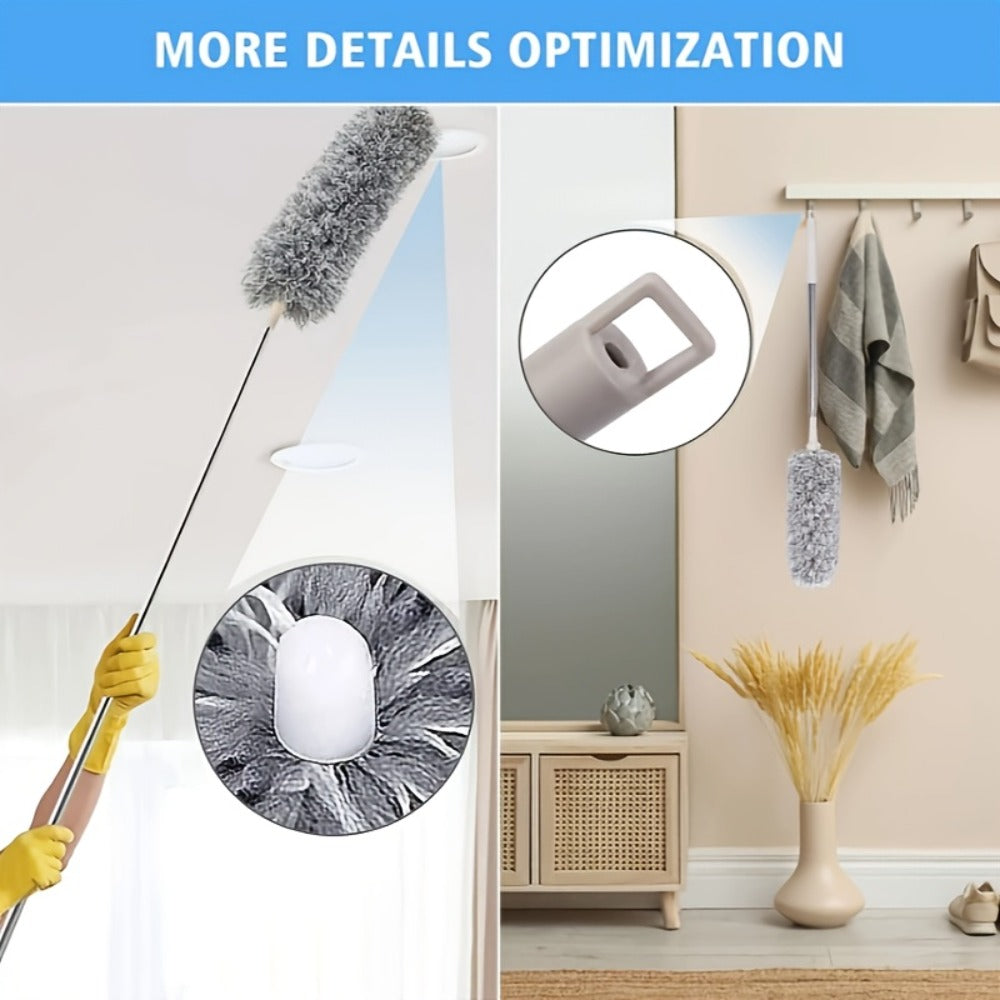 Microfiber Duster Kit with 100 Inch Extension Pole Extendable Bendable Washable Feather Duster for High Ceiling Fan Cobweb Blinds Furniture Car 9 Pack 12 Pack