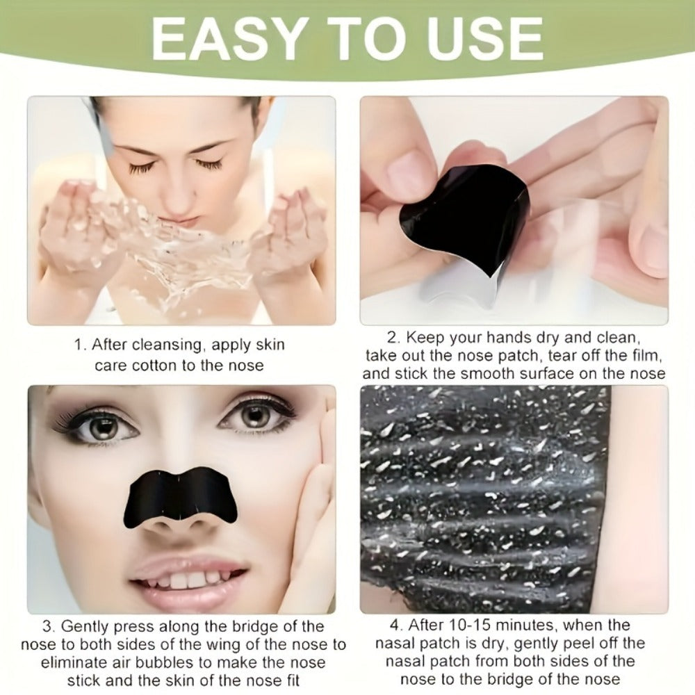 Charcoal Nose Strips 100pcs ¨C Deep Pore Cleansing Blackhead Remover Strips for Nose, Charcoal-Infused Pore Strips for All Skin Types Unisex, Blackhead Peel Off Strips for Clear Smooth Skin