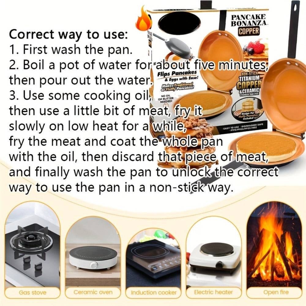 Double-Sided Non-Stick Omelette Pan ¨C Reversible Flip Skillet for Fluffy Pancakes, Omelets & Italian Omelettes | Dishwasher Safe, Indoor & Outdoor Cooking, Camping Kitchen Essentials